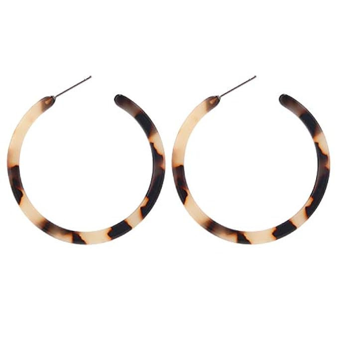 BaubleStar Tortoise Shell Resin Hoop Earrings Fashion Jewelry | Amazon (US)