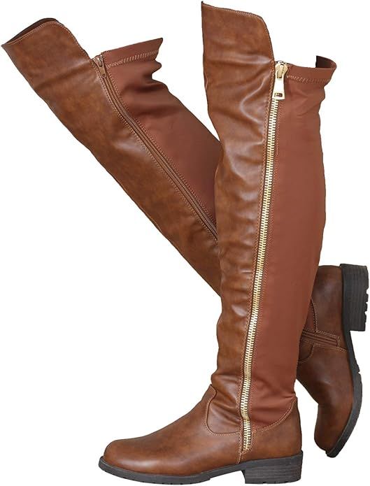 ShoBeautiful Women's Winter Low Heel Knee High Riding Boots Over The Knee Boot ZY01 | Amazon (US)