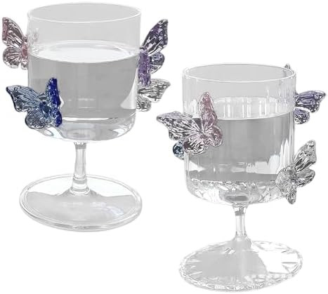 Romantic Clear Glass Goblet, Decorative Wine Glasses with 3D Butterflies, 10.5 Oz Bar Tumbler Dri... | Amazon (US)