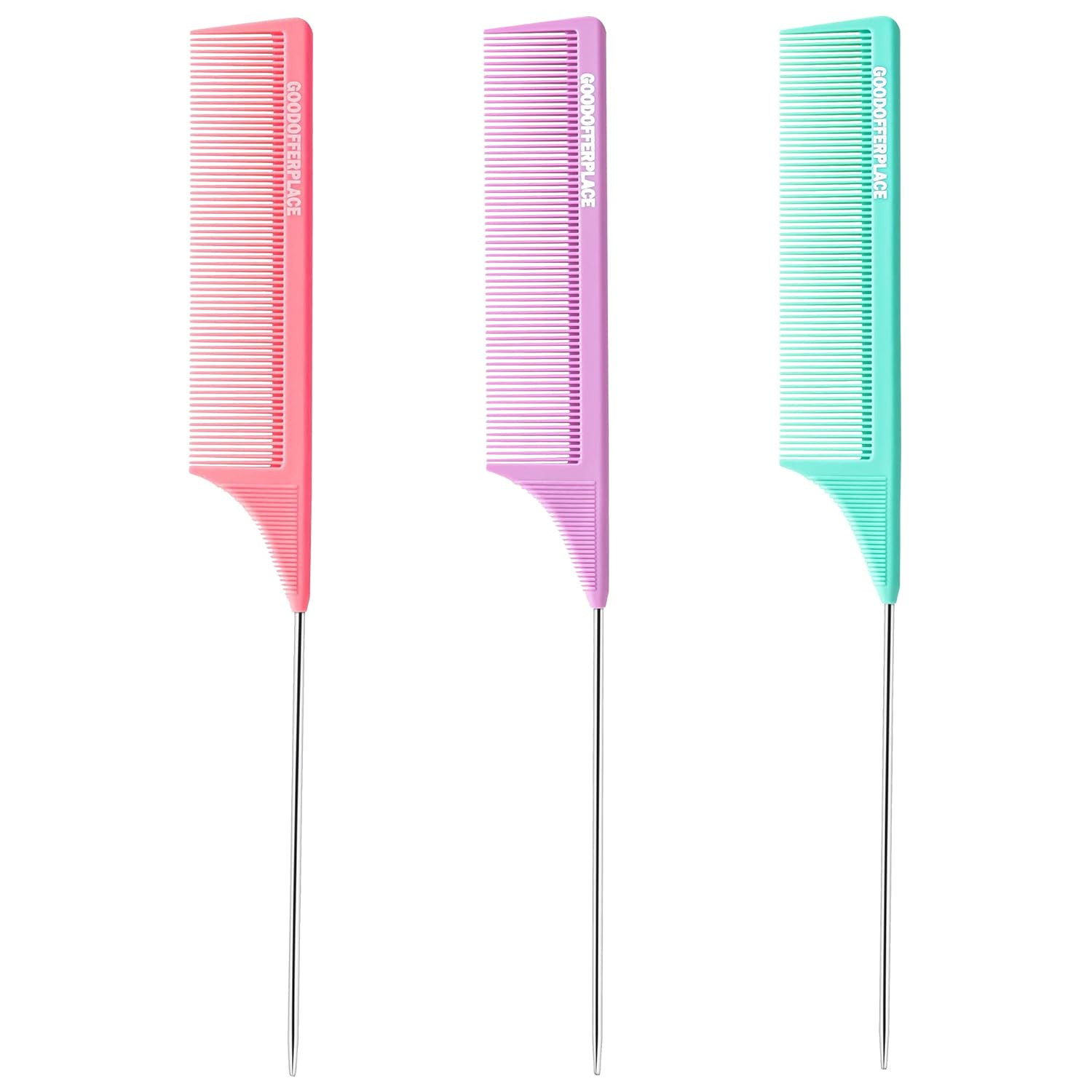 3 PCS Rat Tail Combs with Metal Pick for Braiding,Parting | Amazon (US)