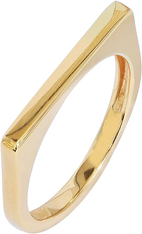 14K Gold Plated Sterling Silver Bar Ring | Amazon (US)