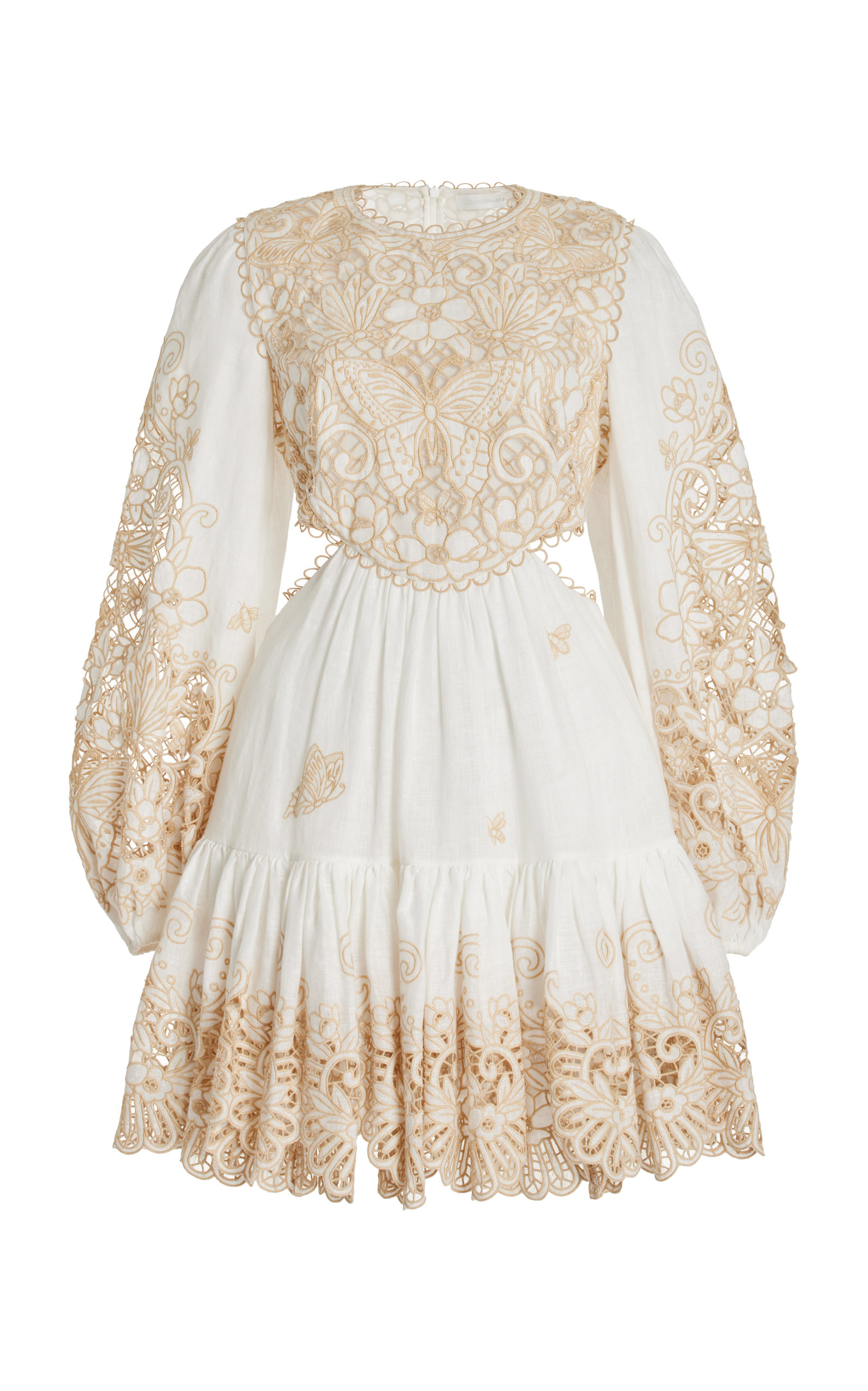 Embroidered Cutout Linen Mini Dress | Moda Operandi (Global)