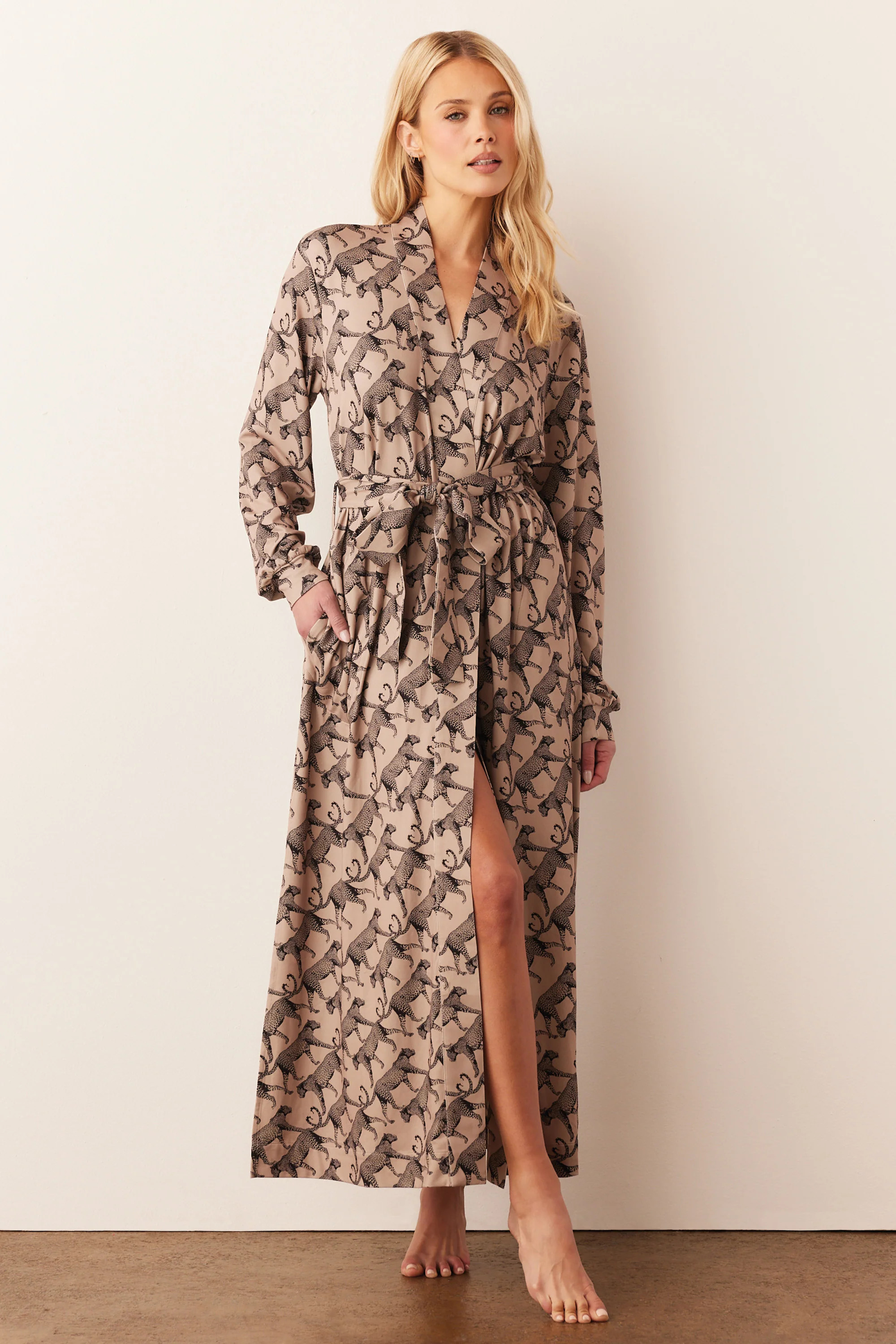 Skyler Banded Long Robe | Chai | MASONgrey