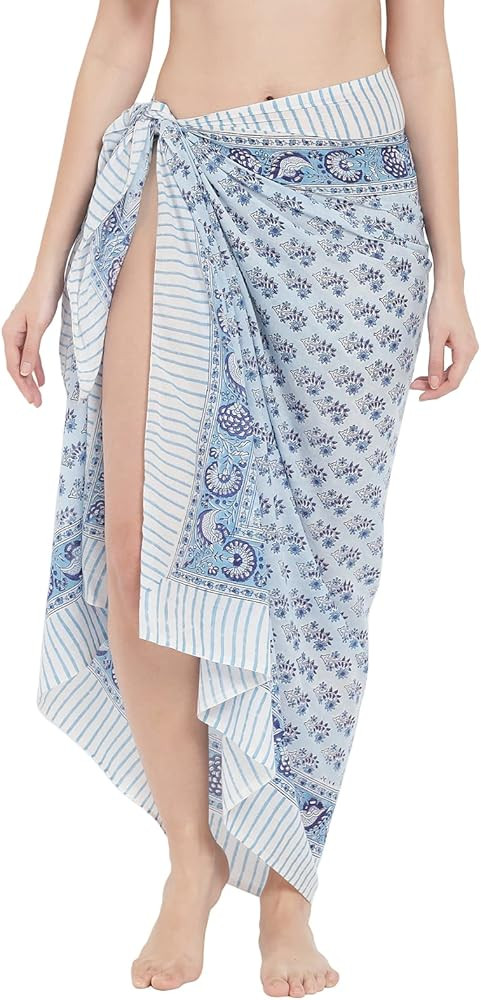 Swimsuit Beach Sarong Cover Ups for Swimwear Women-Hand Print Wrap Skirt | Amazon (US)