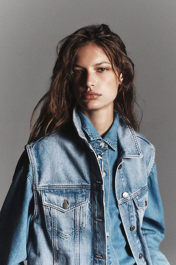 The Weston Denim Boyfriend Jacket by Pilcro: Vest Edition | Anthropologie (US)