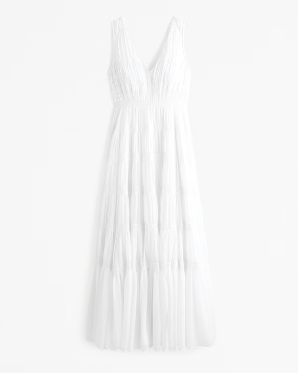 Women's Plunge Lace Tiered Maxi Dress | Women's Dresses & Jumpsuits | Abercrombie.com | Abercrombie & Fitch (US)