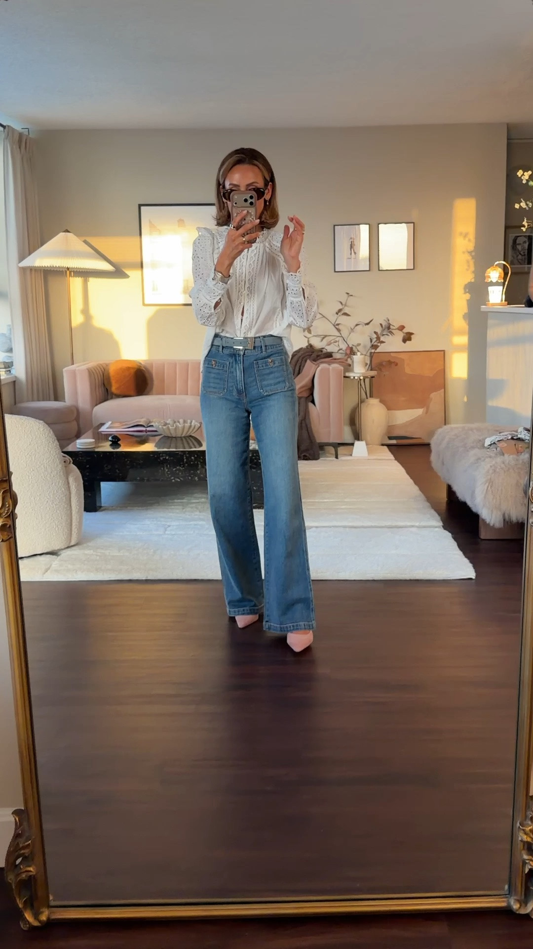 This eyelet top is perfect for an end of summer transitional outfit, paired with a high waisted wide leg jean xs/25 and pink pumps!

#LTKootd #LTKgrwm #LTKSeasonal