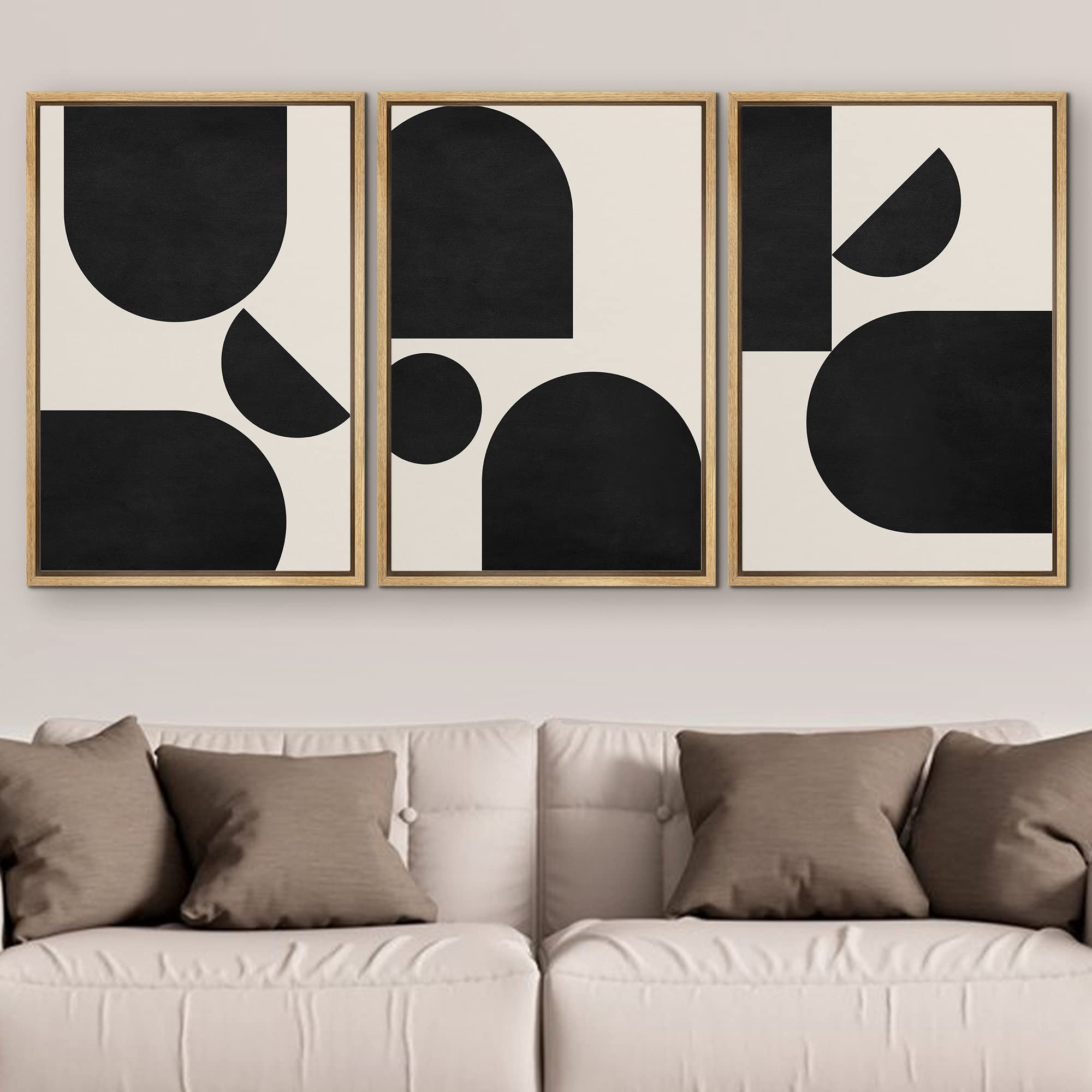 SIGNFORD Framed Canvas Print Wall Art Set Geometric Semi Circle Arch Polygons Abstract Shapes  | Amazon (US)