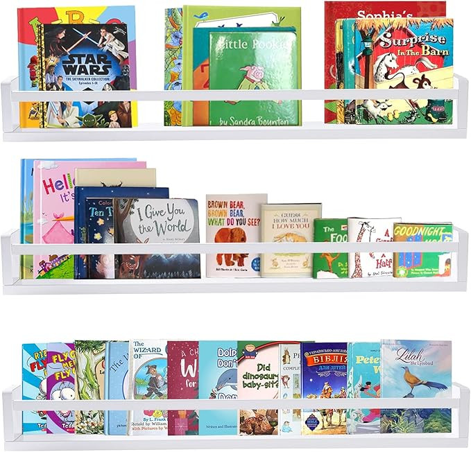 AZSKY Classic Nursery Book Shelves White Wall Book Shelves Kids Bookshelf for Bedroom Bathroom D... | Amazon (US)