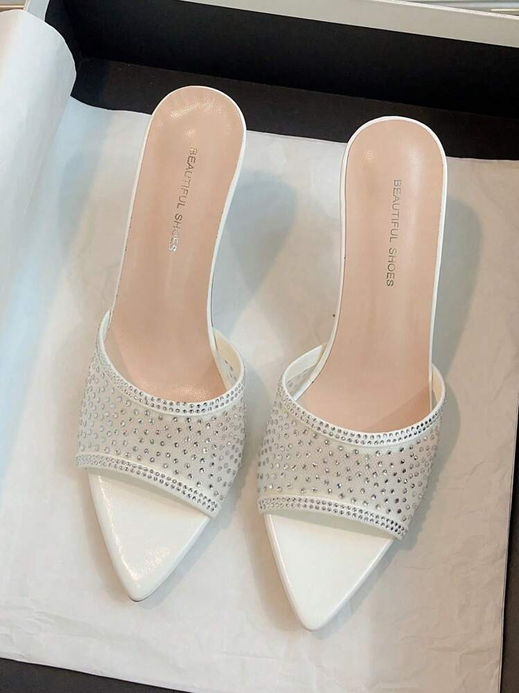 Zandalias De Tacon Alto Blancas Con Puntera  | SHEIN