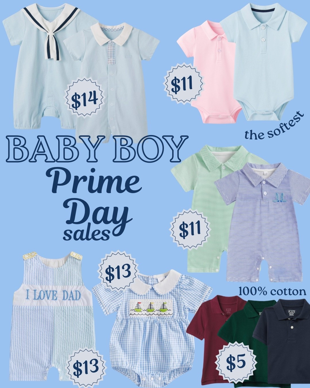 AMAZON PRIME DAY DEALS - baby boy clothes

The sweetest clothes for baby boys! All under $15 and so classic and sweet! We already ordered polos in every color!

Tags: boys toddler baby boy onesie polo Jon Jon seersucker embroidered sailor classic prep preppy grandmillenial bodysuit bubble Peter Pan collar 

#LTKKids #LTKBaby #LTKSaleAlert