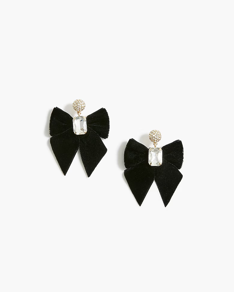 Velvet bow crystal statement earrings | J.Crew Factory