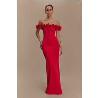 Nova Ruffle Off Shoulder Maxi Dress - Ruby I MESHKI I Size M | MESHKI US