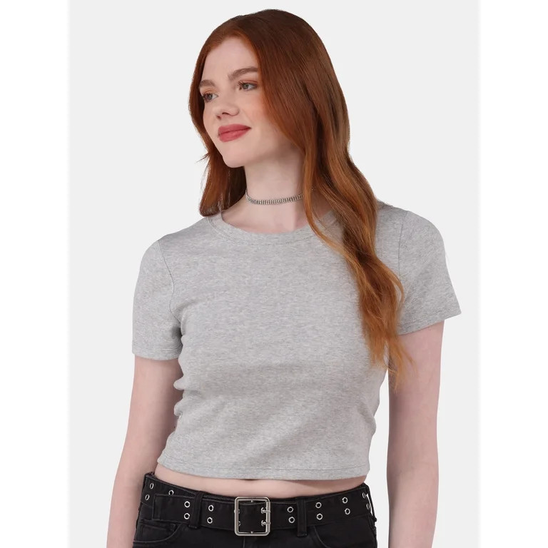 No Boundaries Crop Crew Tee, Women's | Walmart (US)