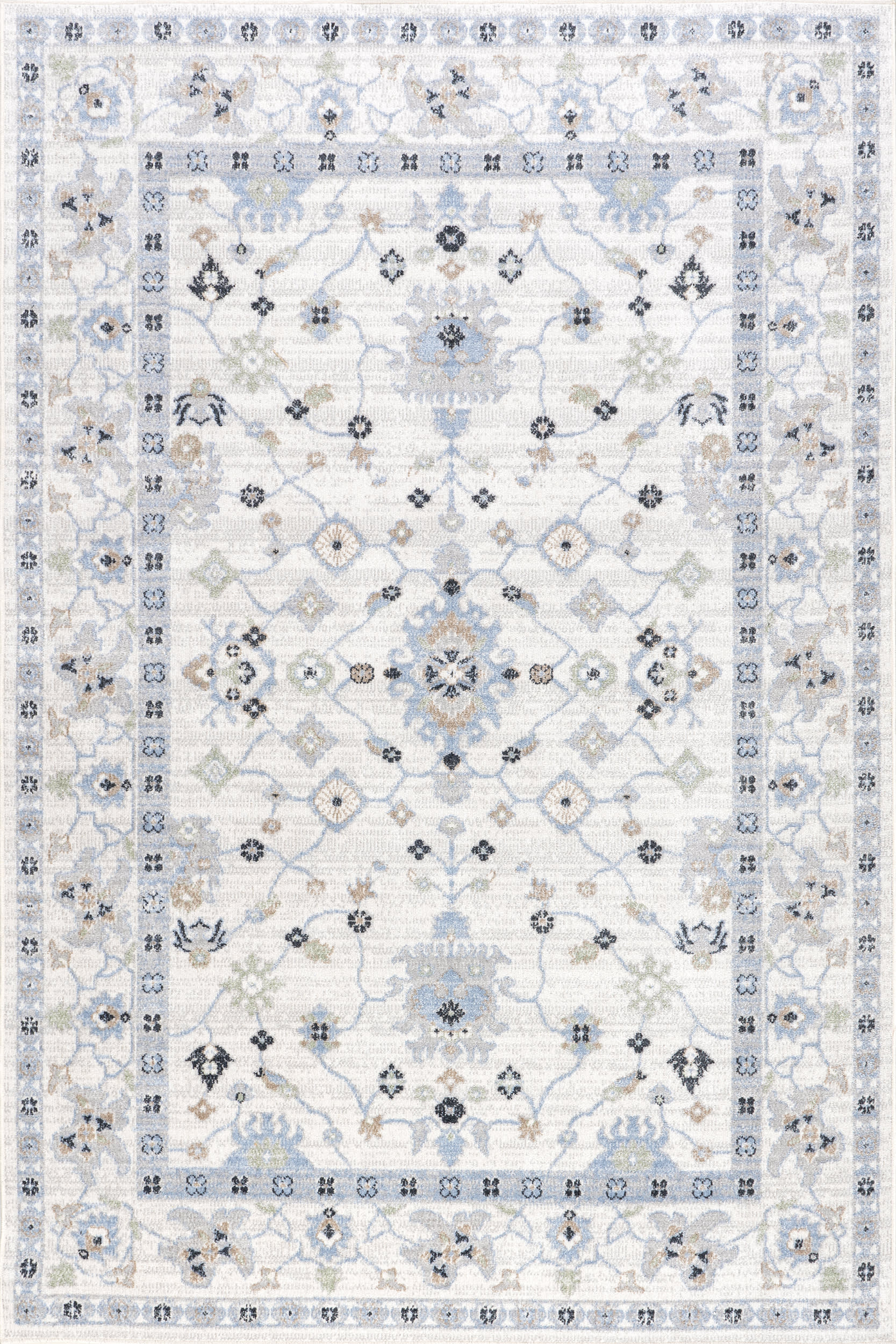 Light Blue Lilliana Floral Medallion Washable 8' 10"" x 12' rug | Rugs USA