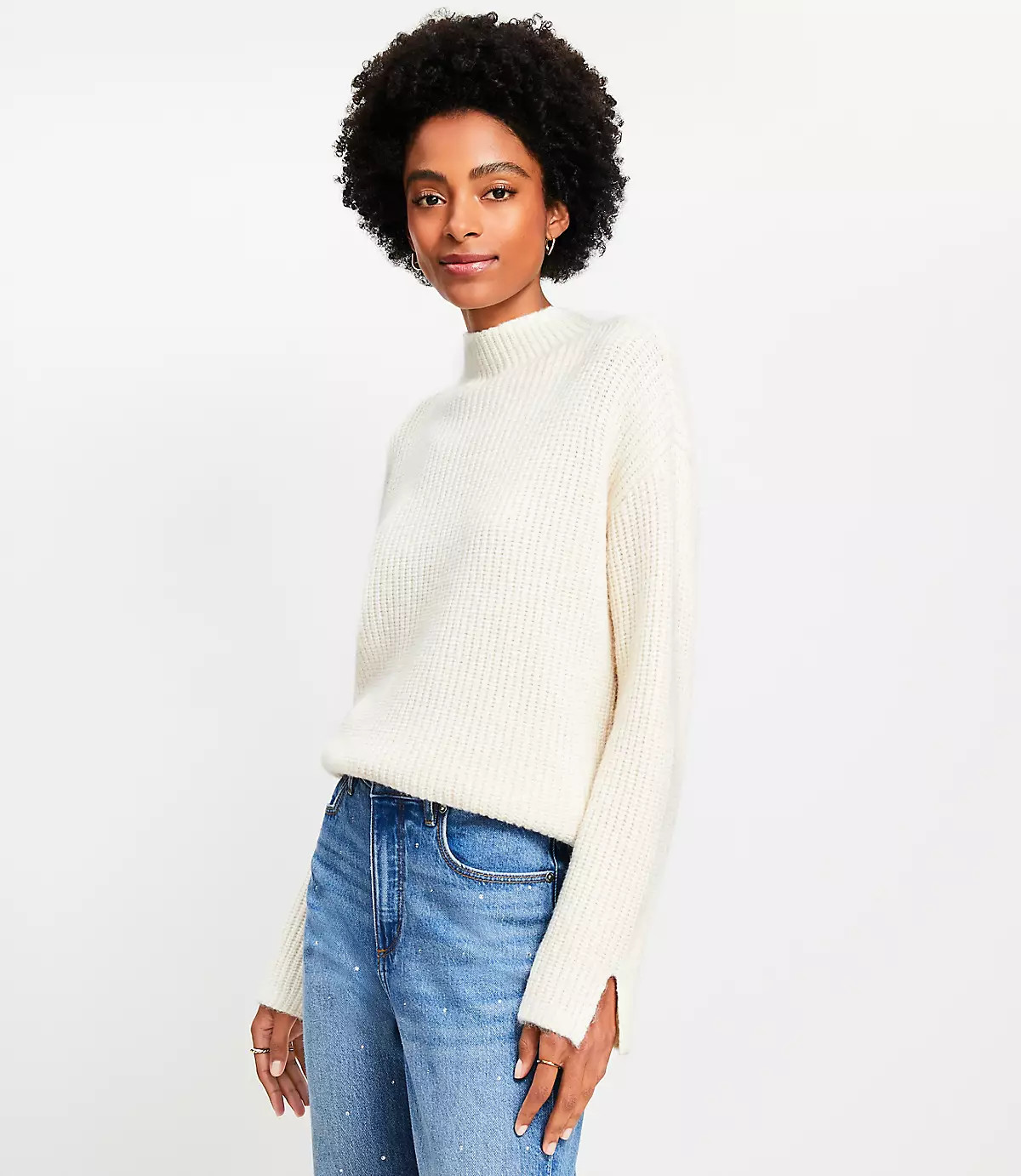 Ribbed Mock Neck Sweater | LOFT