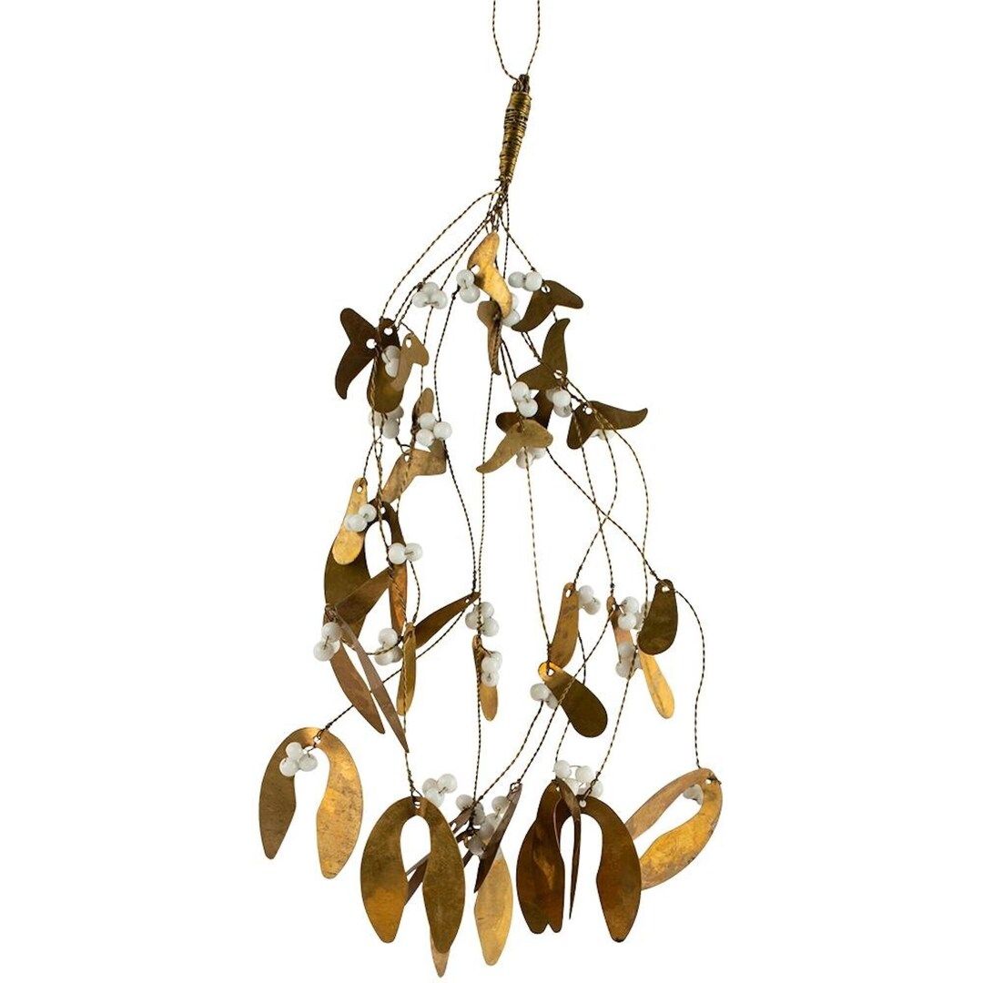 Antique Brass Mistletoe Spray - Rustic Hanging Metal Christmas Bunch of Leaves & White Bead Berri... | Etsy (US)