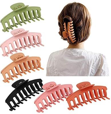 6Pcs Claw Clip for Women Hair Claw Clips Large Claw Hair Clips Nonslip Strong Hold Hair Clips for... | Amazon (US)