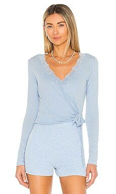 Only Hearts Curly Wrap Top in Sky from Revolve.com | Revolve Clothing (Global)