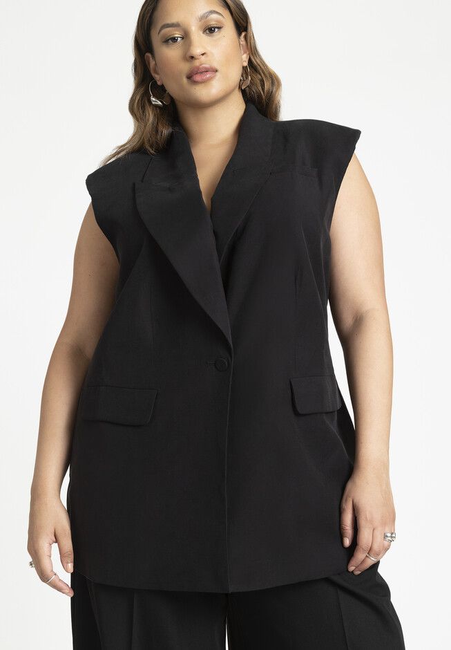 Longline Double Breasted Vest | Eloquii