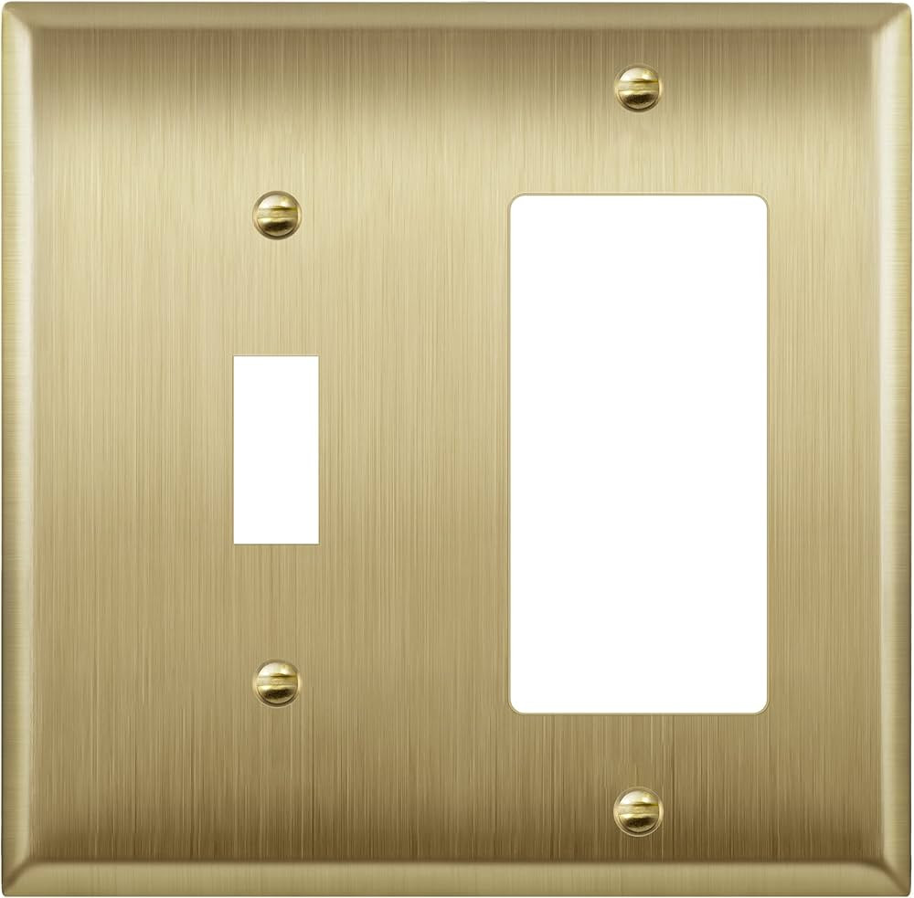 ENERLITES Combination Toggle and Decorator Switch Metal Wall Plate, Stainless Steel 201, Corrosio... | Amazon (US)