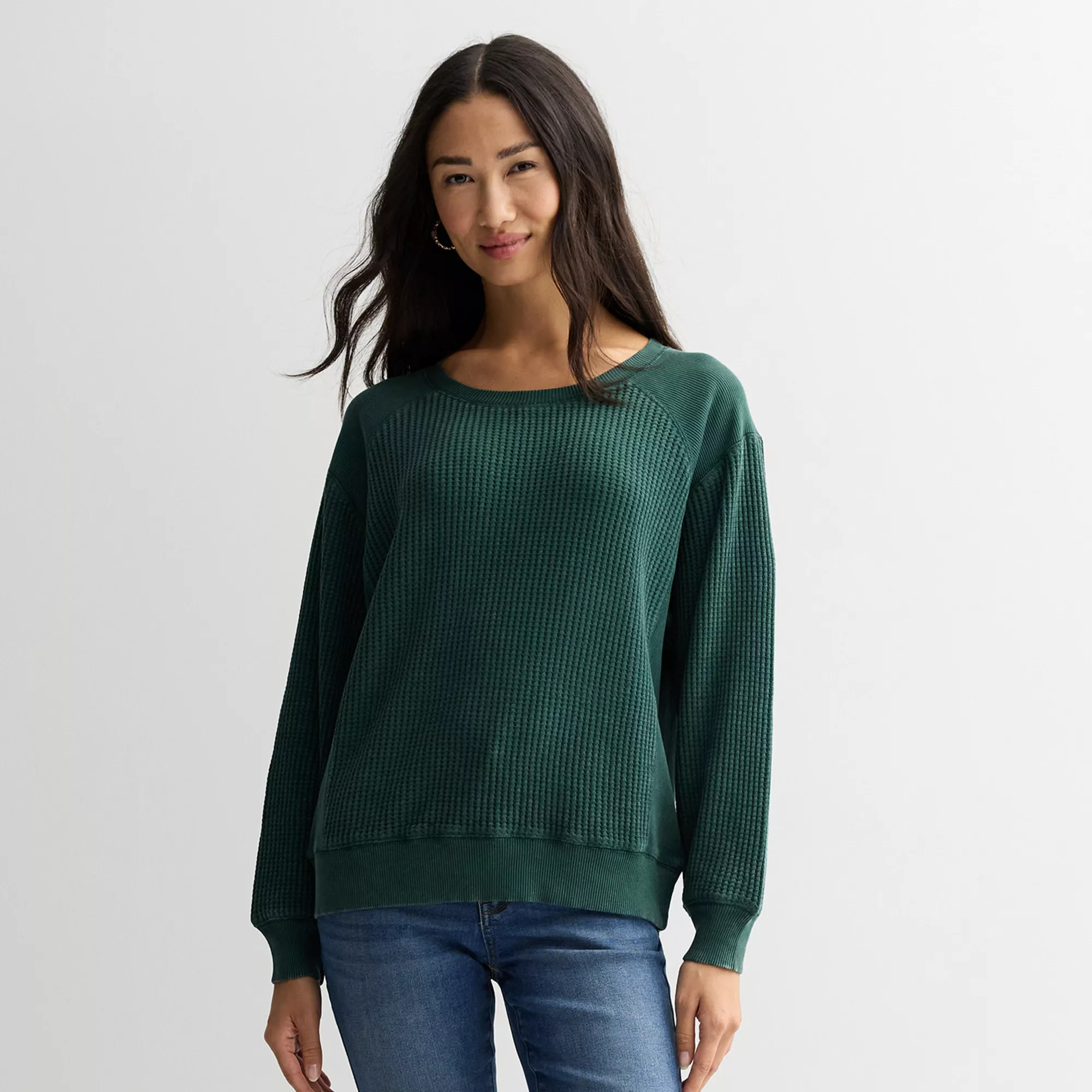 Women's Farmers Market Waffle Long Sleeve Top | Kohl's