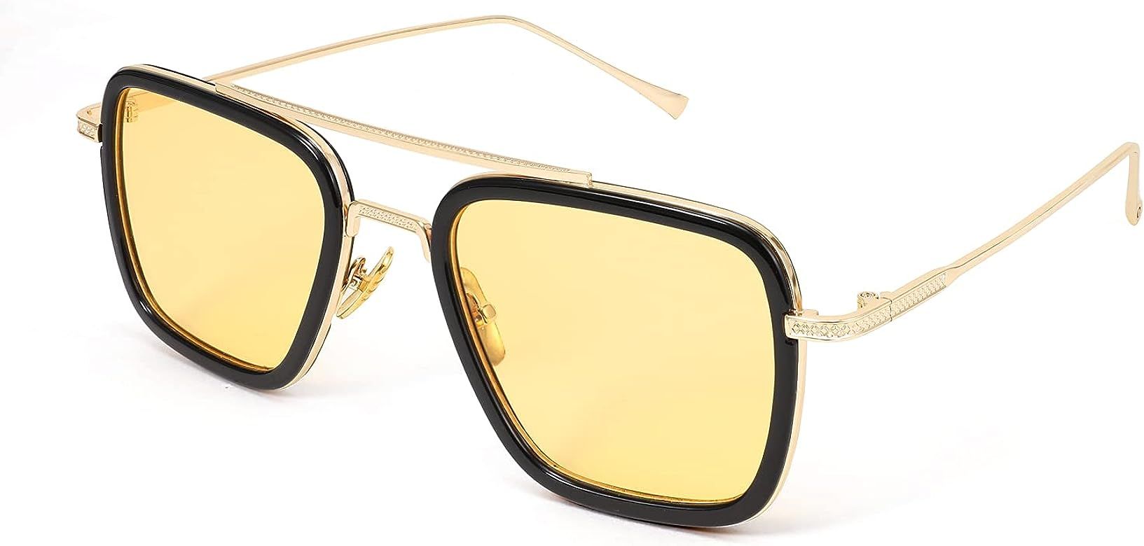 FEISEDY Retro 70s Pilot Sunglasses Tony Sunglasses Trendy Women Square Sun Glasses B2510 | Amazon (US)