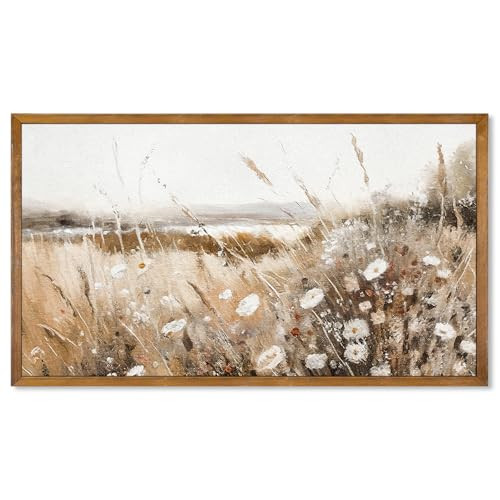 Large Framed Wall Art for Living Room,Spring Wildflower Field Landscape Art Prints,Frame TV Art,Retro Country Painting Meadow With Flower Farmhouse Wall Decor Dining Room,Rustic Farmhouse Decor Wall Art Bedroom,25"x14" | Amazon (US)