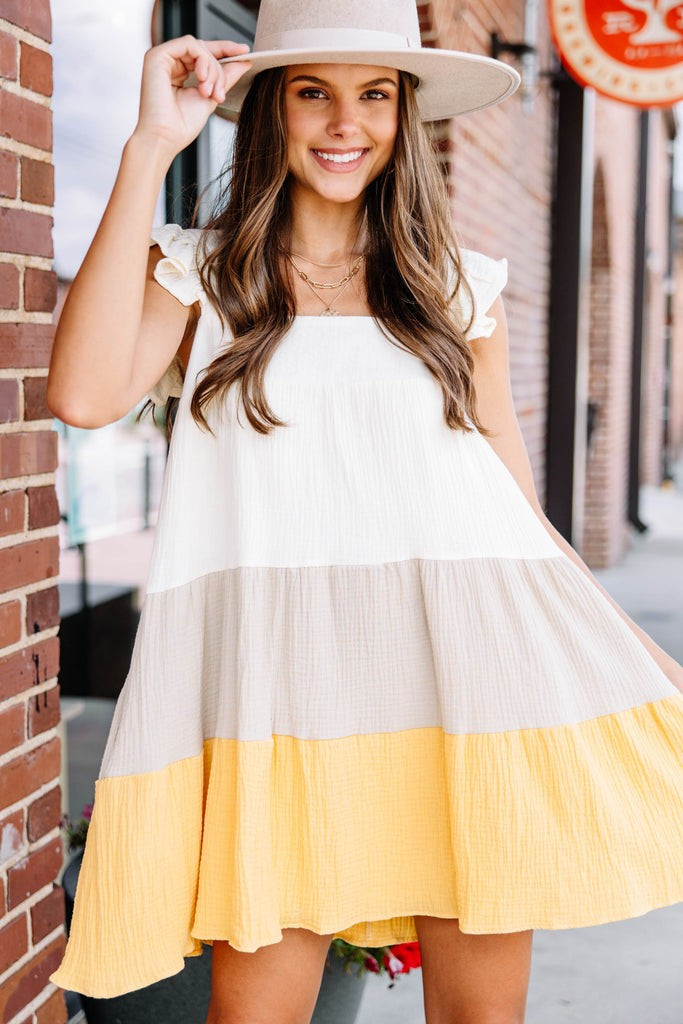 Feeling So Sweet Straw Yellow Colorblock Dress | The Mint Julep Boutique