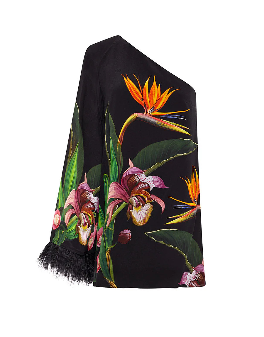 Vida Crepe Mini Dress in Orchid Black | Over The Moon