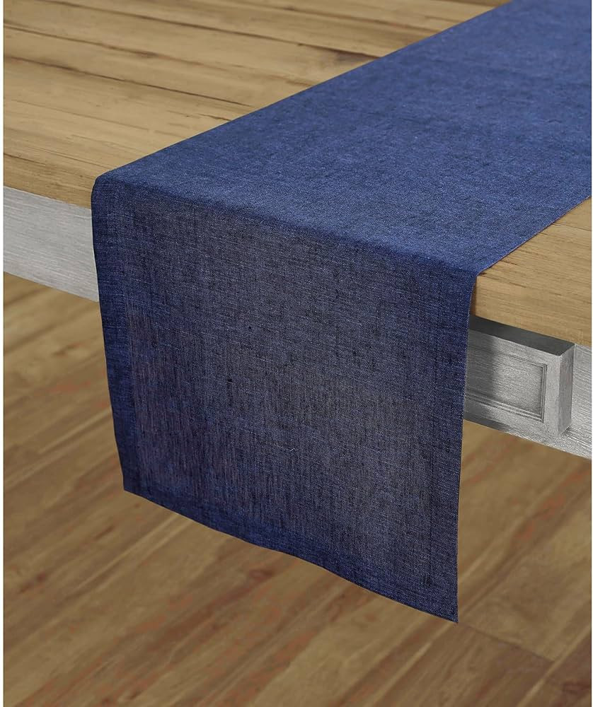 Amazon.com: Solino Home Linen Table Runner 14 x 108 Inch – 100% Pure Linen Chambray Navy Table ... | Amazon (US)