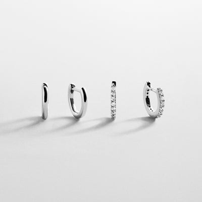 Nicole Sterling Silver Earring Set - Silver/Pavé | BaubleBar