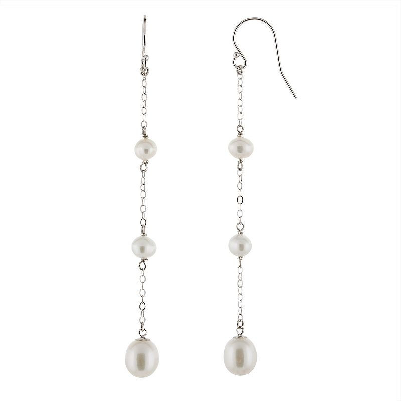 Womens Splendid Pearls Dangling Sterling Silver Pearl Earrings, Women's, Silvertone | Kohl's