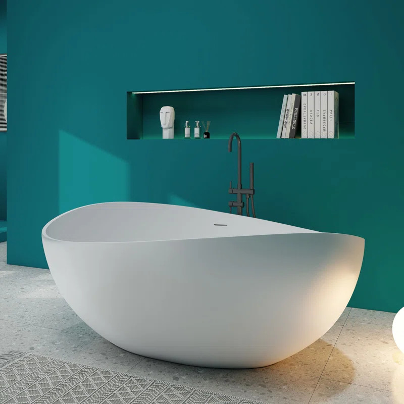 63'' x 38'' Freestanding Soaking Solid Surface Bathtub | Wayfair North America