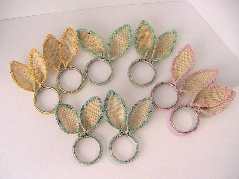 Napkin Rings, Vintage Bunny Ears Color Beaded Napkin Rings, Set of 8 - Etsy | Etsy (US)