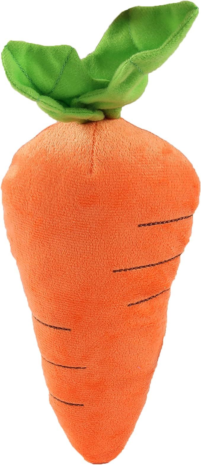 Petlou Durable Plush Dog and Cat Toys with Multi-Squeaks and Crinkle Paper. (Orange, 8-Inch Carro... | Amazon (US)