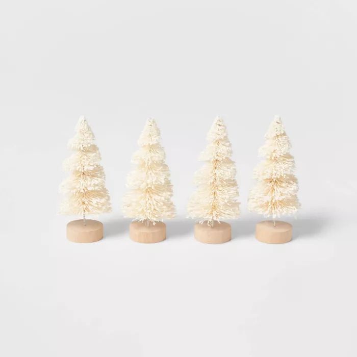4pk Glitter Bottle Brush Christmas Tree Set Natural - Wondershop&#8482; | Target