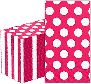 DYLIVeS 100 Pack Pink and White Polka Dots Guest Towel Napkins, Pink Disposable Paper Hand Towels... | Amazon (US)