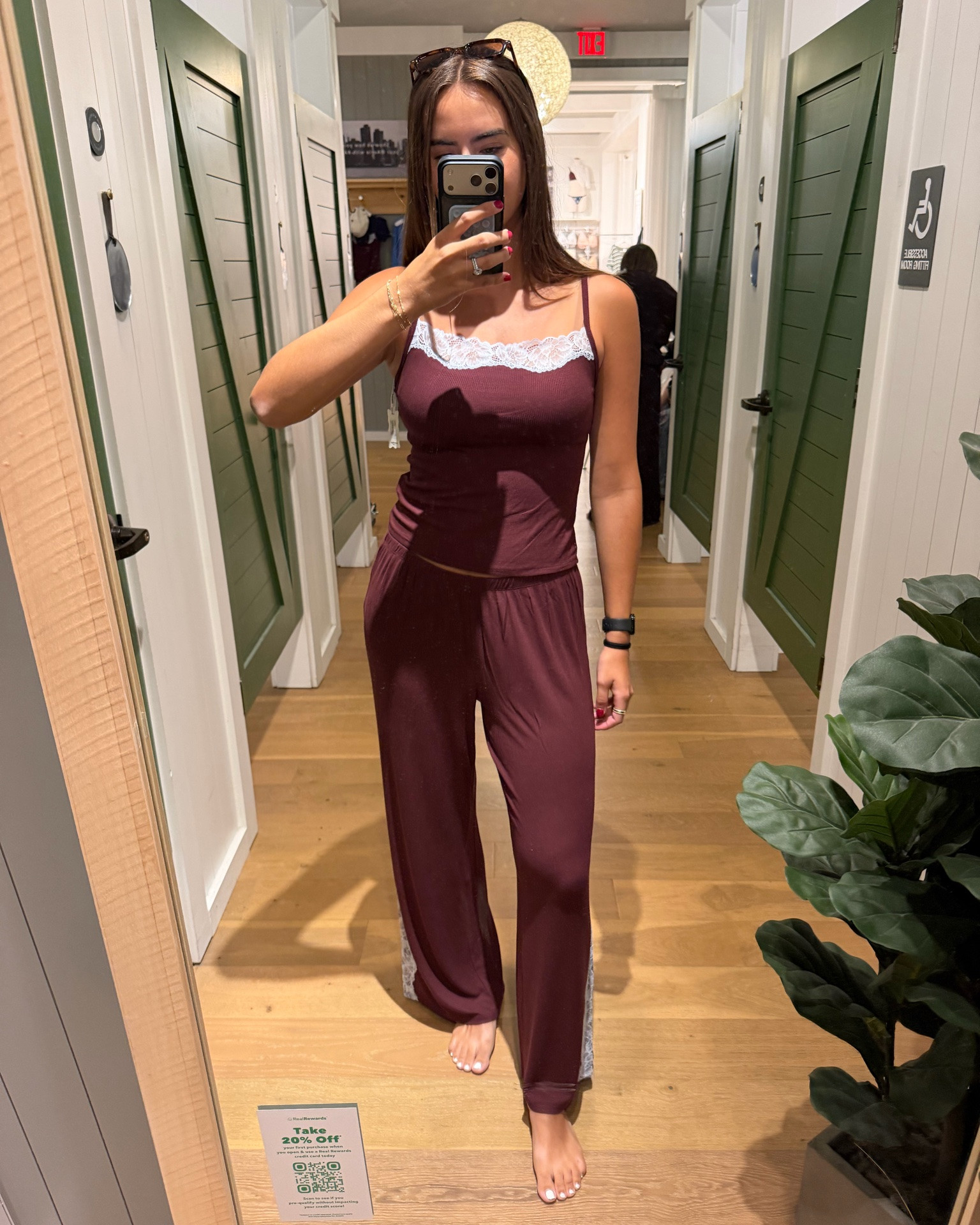 Cozy PJ set from Aerie! Wearing medium in both. Love the slit at the bottom and the blue trim lace!

#LTKootd #LTKTall #LTKSaleAlert