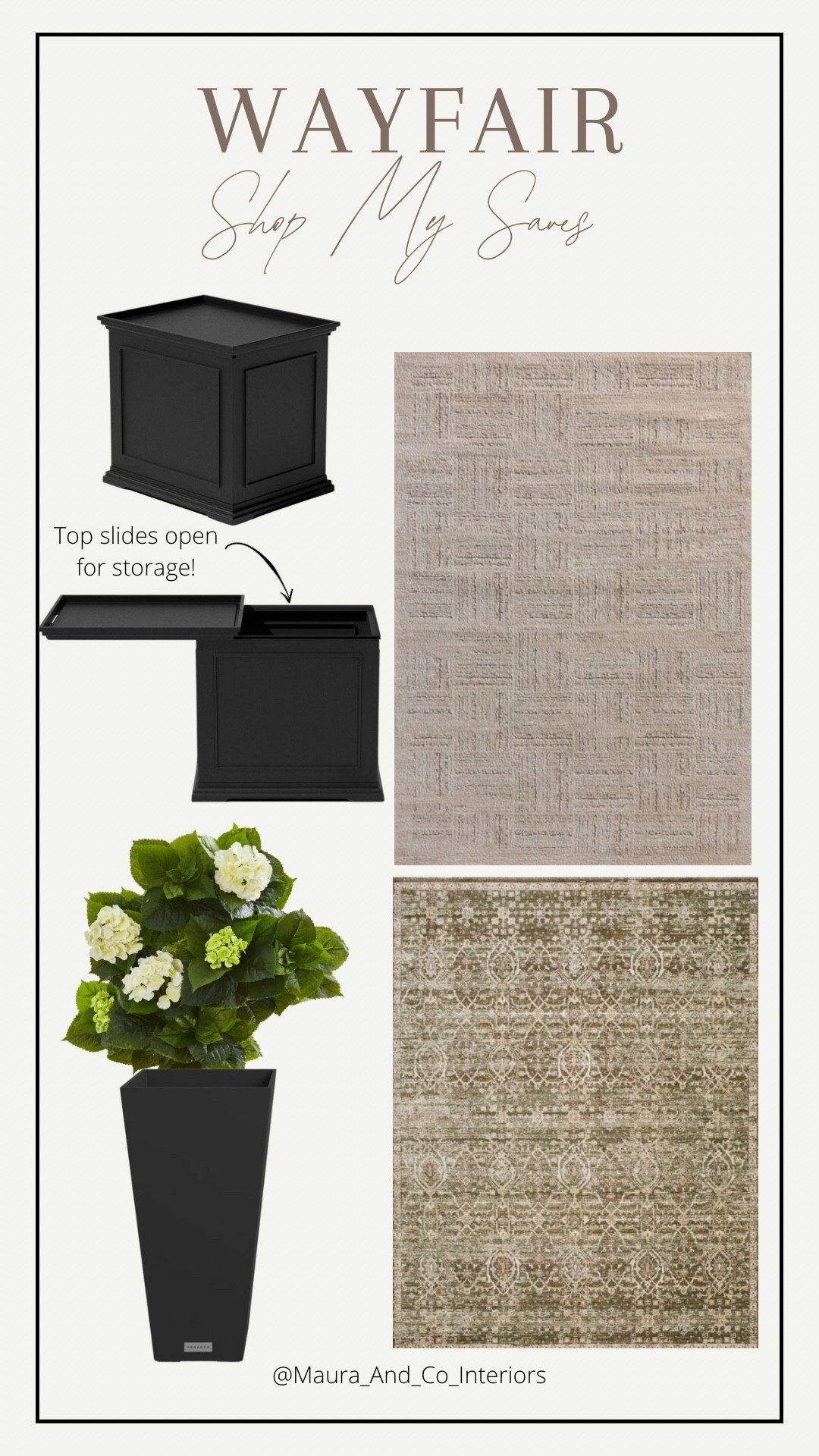 My recent wayfair purchases! The outdoor side table will be perfect for spring!
The faux hydrangeas are my favorite!!!