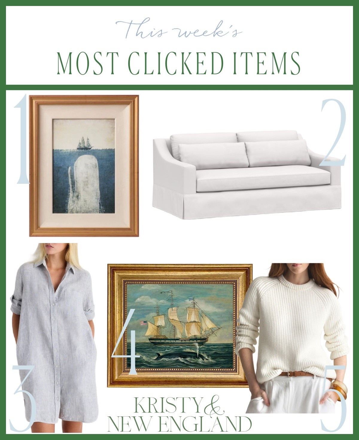 Most popular this week: ship & whale art, white slupcovered sofa, linen shirtdress, fisherman sweater

#LTKSeasonal #LTKOver40 #LTKHome