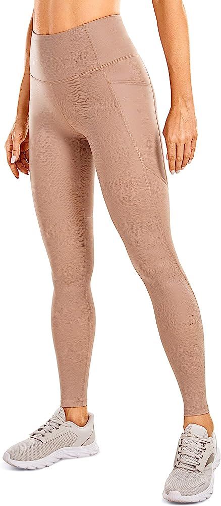 Women's Stretchy Faux Leather Leggings Yoga High Waisted Workout Tights with Pockets -28 Inches | Amazon (US)