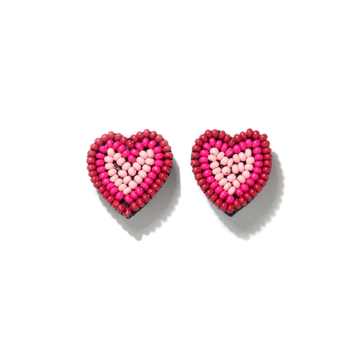 Rose Heart Beaded Post Earrings Hot Pink | INK+ALLOY