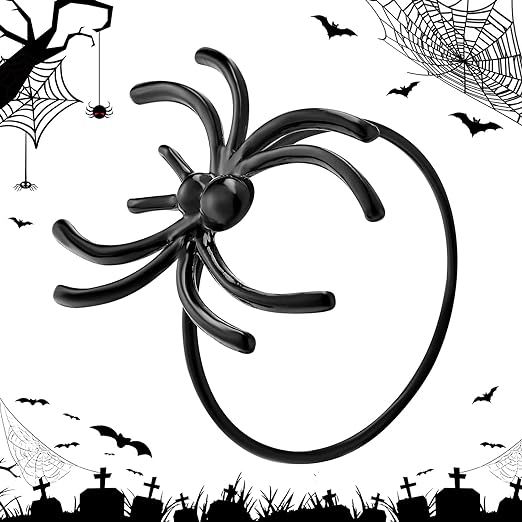 Set of 8 Halloween Napkin Rings Holders, Black Spider Napkin Rings for Halloween Holiday Party Di... | Amazon (US)