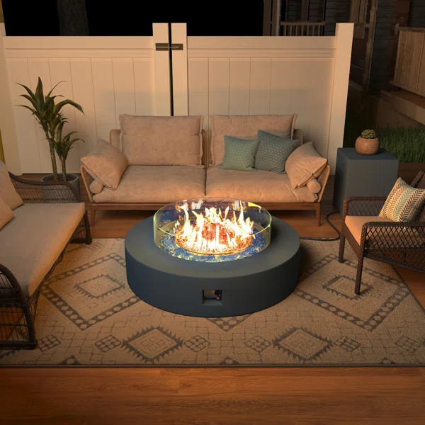 Wilfrid 17.5'' H x 40.5'' W Concrete Propane Outdoor Fire Pit Table | Wayfair North America