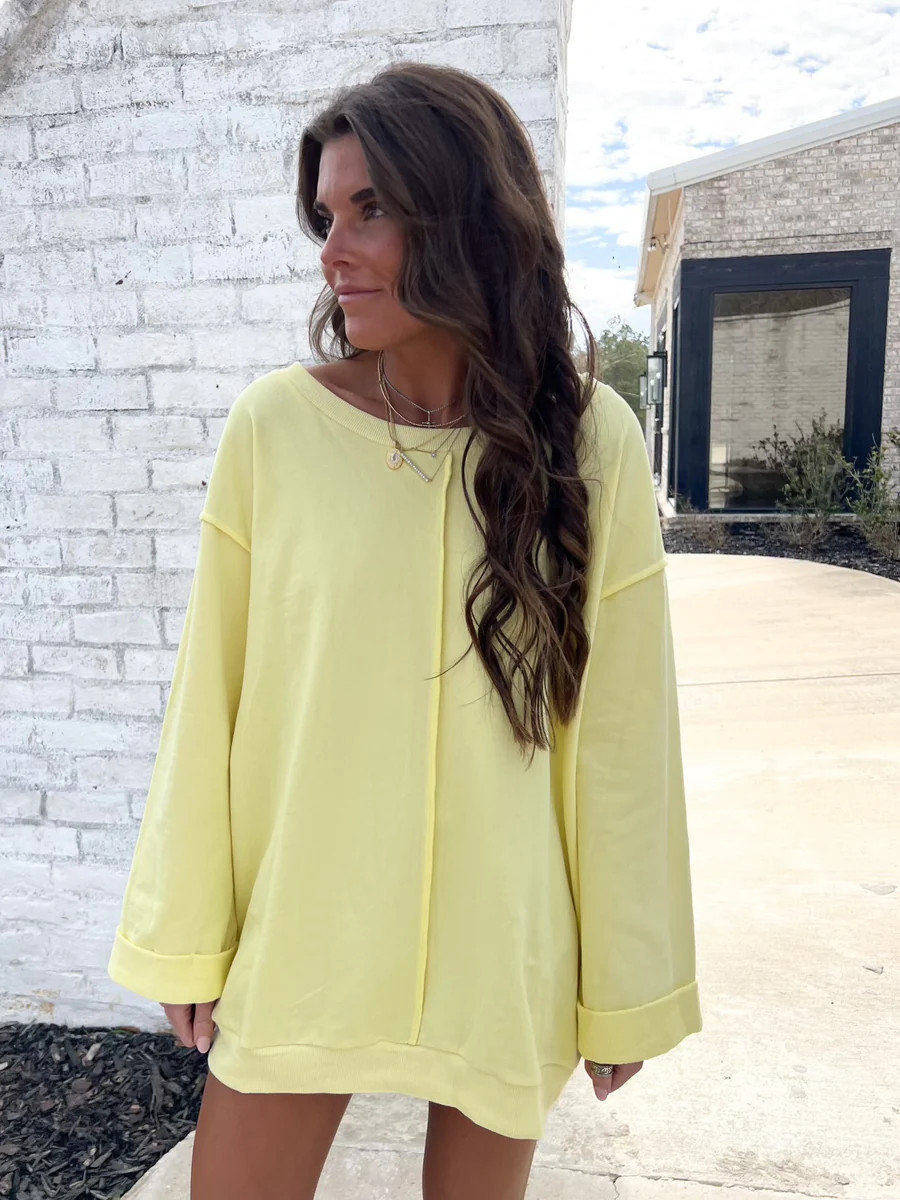 Valley Girl Oversized Yellow Sweatshirt | CK Squared Boutique