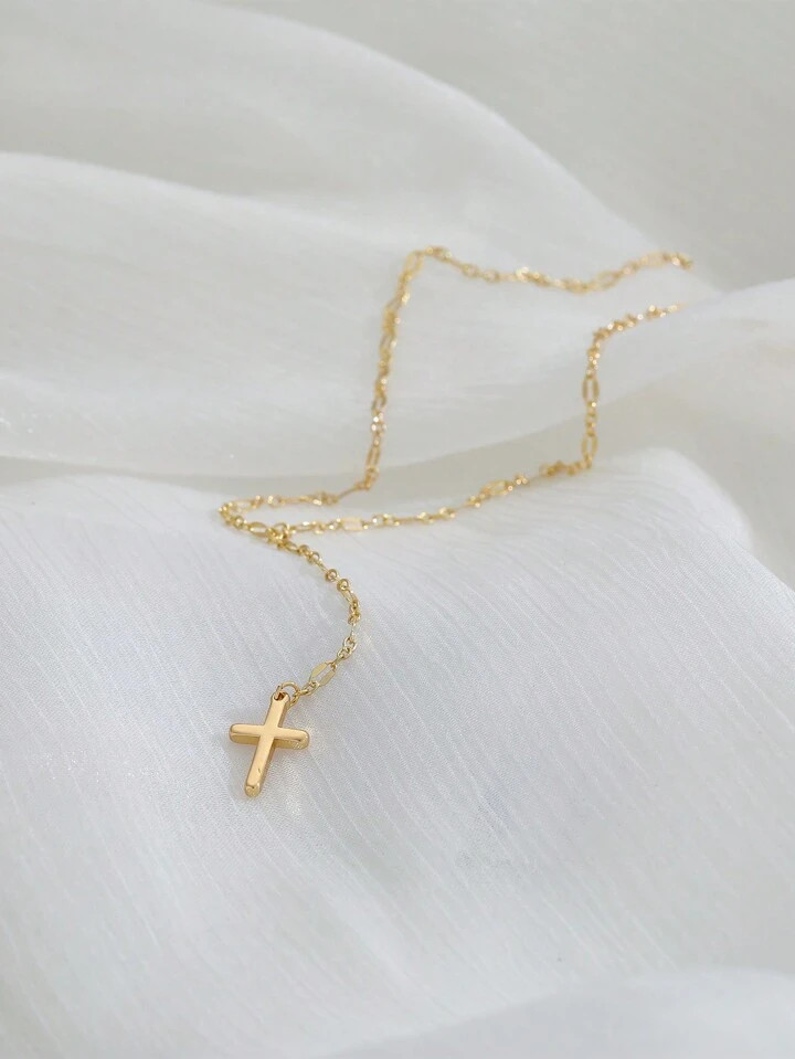 Nooxian 1pc French Vintage Cross Pendant Necklace For Women, Unique Design Valentine's Day Gift | SHEIN