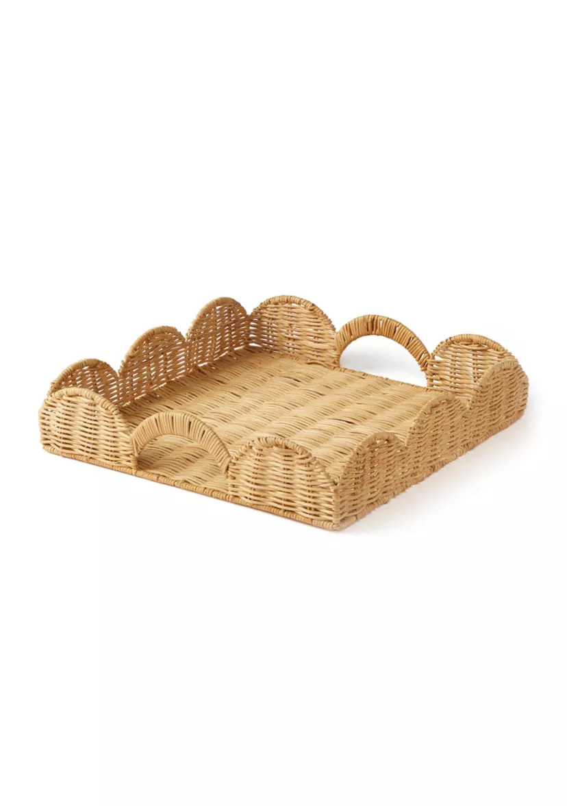 Rattan Scalloped Decorative Serve Tray | Belk