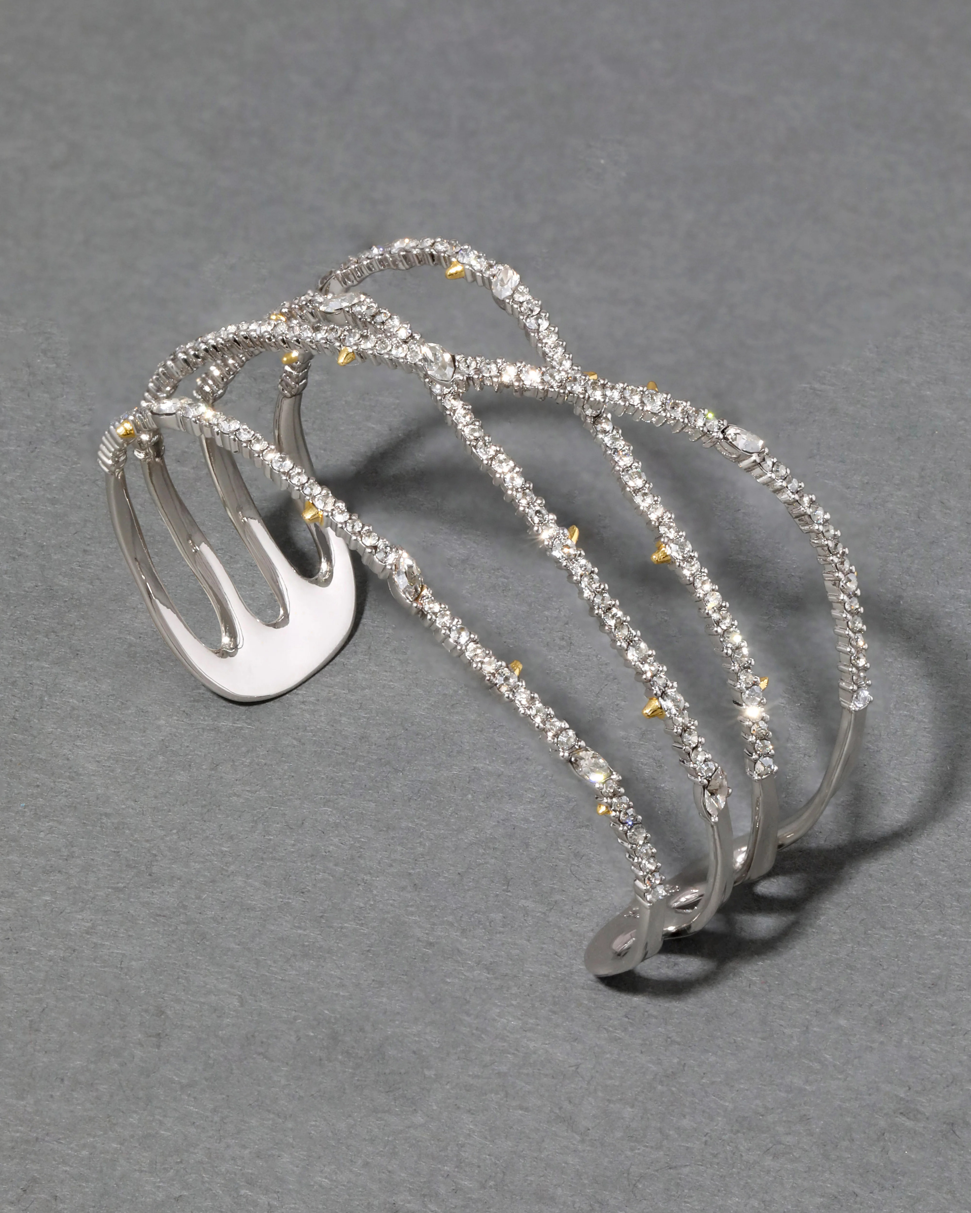 Pave Orbiting Cuff Bracelet- Silver | Alexis Bittar