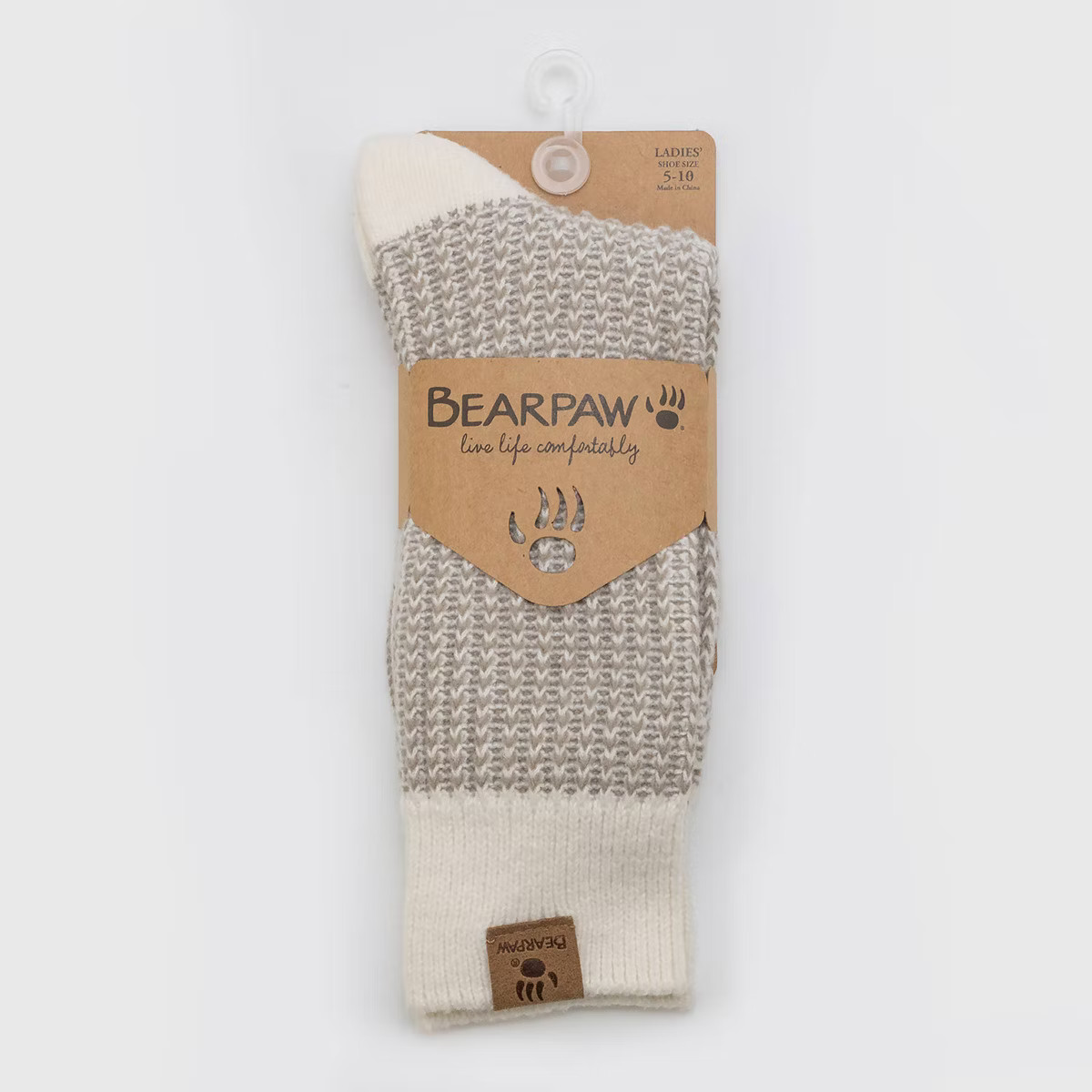 Bearpaw Women's Boot Garter Stitch Crew Socks  1pk - Vintage Khaki | Target